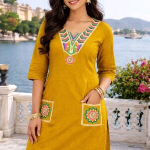 Women’s Cotton Kurta  with Dual Side Pockets