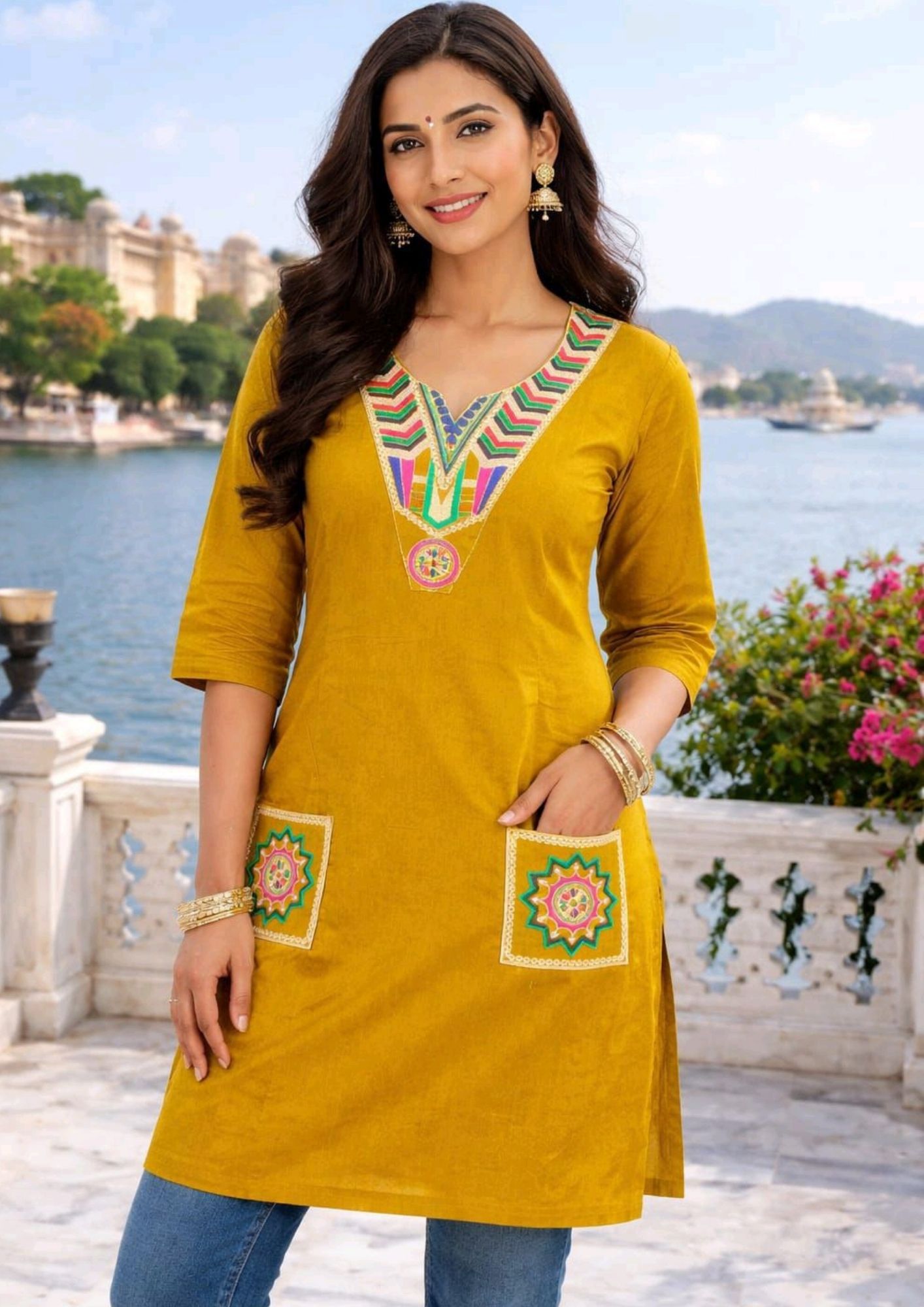 Women’s Cotton Kurta  with Dual Side Pockets